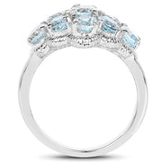 Bids.com 3.24 Carat Genuine Blue Topaz .925 Sterling Silver Ring Rings White Smoke size 7.00,size 7.50,size 6.00,size 8.00