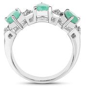 Bids.com 1.87 Carat Genuine Emerald and White Topaz .925 Sterling Silver Ring Rings White Smoke size 6.00,size 6.50,size 8.00,size 7.00
