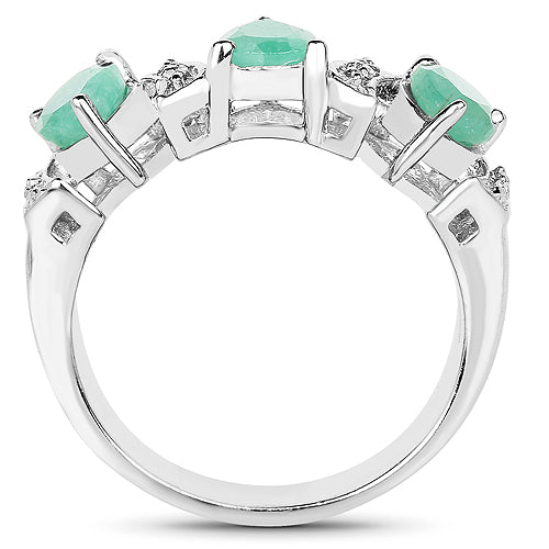 Bids.com 1.87 Carat Genuine Emerald and White Topaz .925 Sterling Silver Ring Rings White Smoke size 6.00,size 6.50,size 8.00,size 7.00