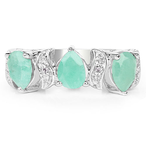 Bids.com 1.87 Carat Genuine Emerald and White Topaz .925 Sterling Silver Ring Rings White Smoke size 6.00,size 6.50,size 8.00,size 7.00