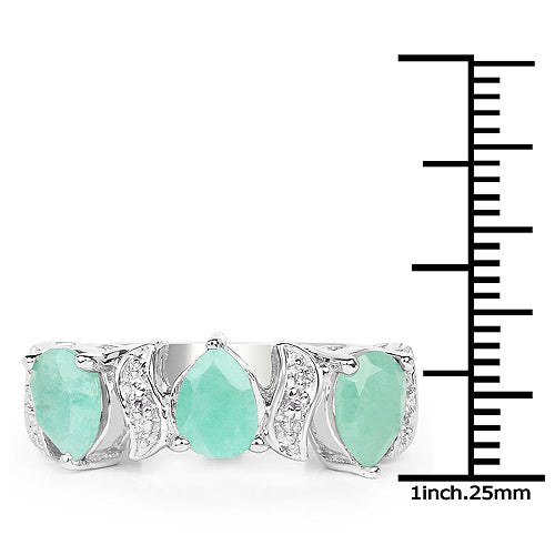 Bids.com 1.87 Carat Genuine Emerald and White Topaz .925 Sterling Silver Ring Rings White Smoke size 6.00,size 6.50,size 8.00,size 7.00