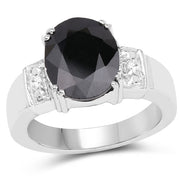 Bids.com 5.29 Carat Genuine Black Sapphire and White Topaz .925 Sterling Silver Ring Rings White Smoke size 7.00,size 6.00,size 8.00,size 6.50,size 9.00