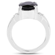 Bids.com 5.29 Carat Genuine Black Sapphire and White Topaz .925 Sterling Silver Ring Rings White Smoke size 7.00,size 6.00,size 8.00,size 6.50,size 9.00
