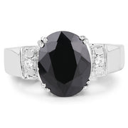 Bids.com 5.29 Carat Genuine Black Sapphire and White Topaz .925 Sterling Silver Ring Rings White Smoke size 7.00,size 6.00,size 8.00,size 6.50,size 9.00