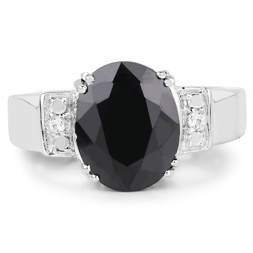 Bids.com 5.29 Carat Genuine Black Sapphire and White Topaz .925 Sterling Silver Ring Rings White Smoke size 7.00,size 6.00,size 8.00,size 6.50,size 9.00