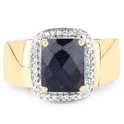 Bids.com 14K Yellow Gold Plated 4.07 Carat Dyed Sapphire and White Topaz .925 Sterling Silver Ring Rings White Smoke size 6.00,size 7.00,size 8.00,size 9.00