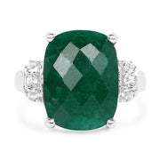 Bids.com 8.50 Carat Dyed Emerald and White Topaz .925 Sterling Silver Ring Rings White Smoke size 6.00,size 10.00,size 7.00,size 8.00,size 9.00,size 5.00