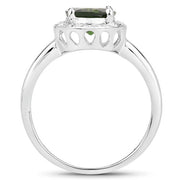 Bids.com 1.90 Carat Genuine Chrome Diopside and White Topaz .925 Sterling Silver Ring Rings White Smoke size 5.00,size 6.00,size 7.00,size 8.00,size 9.00,size 10.00