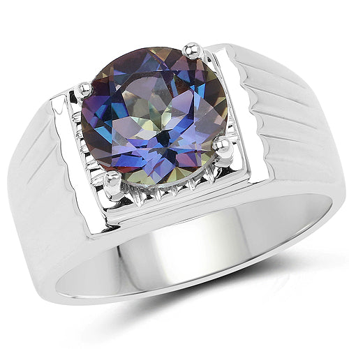 Bids.com 4.75 Carat Genuine Mystic Topaz .925 Sterling Silver Ring Rings White Smoke size 12.50,size 13.00,size 14.00,size 9.00,size 11.00,size 12.00,size 6.00,size 7.00,size 8.00,size 10.00