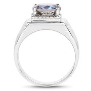 Bids.com 4.75 Carat Genuine Mystic Topaz .925 Sterling Silver Ring Rings White Smoke size 12.50,size 13.00,size 14.00,size 9.00,size 11.00,size 12.00,size 6.00,size 7.00,size 8.00,size 10.00