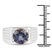 Bids.com 4.75 Carat Genuine Mystic Topaz .925 Sterling Silver Ring Rings White Smoke size 12.50,size 13.00,size 14.00,size 9.00,size 11.00,size 12.00,size 6.00,size 7.00,size 8.00,size 10.00