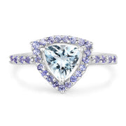 Bids.com 1.41 Carat Genuine Aquamarine & Tanzanite .925 Sterling Silver Ring Rings White Smoke size 6.00,size 7.00,size 8.00,size 9.00,size 5.00,size 10.00