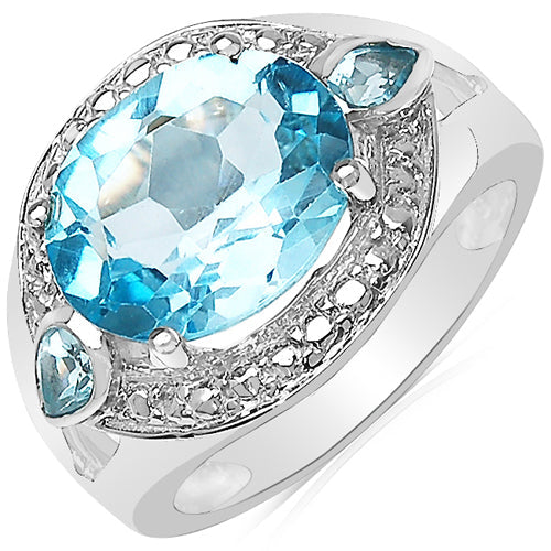 Bids.com 5.51 Carat Genuine Blue Topaz .925 Sterling Silver Ring Rings White Smoke size 6.00,size 7.00,size 8.00,size 8.50,size 5.00,size 5.50,size 6.50,size 7.50,size 9.00,size 10.00,size 10.50