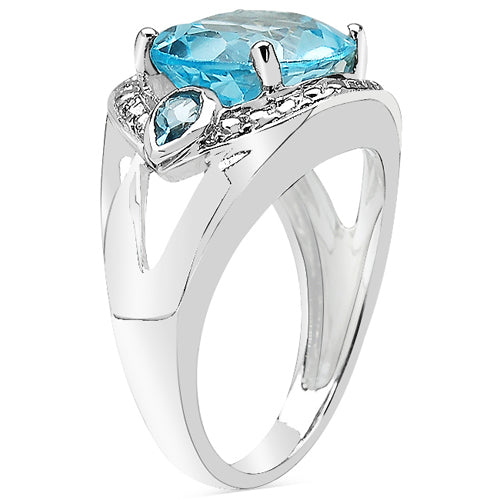 Bids.com 5.51 Carat Genuine Blue Topaz .925 Sterling Silver Ring Rings White Smoke size 6.00,size 7.00,size 8.00,size 8.50,size 5.00,size 5.50,size 6.50,size 7.50,size 9.00,size 10.00,size 10.50