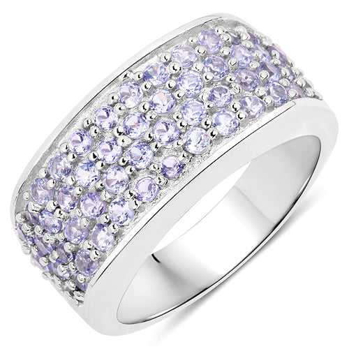 Bids.com 1.42 Carat Genuine Tanzanite .925 Sterling Silver Ring Rings White Smoke size 7.00,size 6.00,size 8.00,size 9.00
