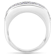 Bids.com 1.42 Carat Genuine Tanzanite .925 Sterling Silver Ring Rings White Smoke size 7.00,size 6.00,size 8.00,size 9.00
