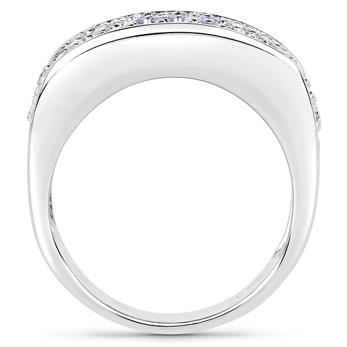 Bids.com 1.42 Carat Genuine Tanzanite .925 Sterling Silver Ring Rings White Smoke size 7.00,size 6.00,size 8.00,size 9.00