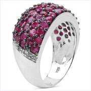Bids.com 3.58 Carat Genuine Ruby & White Diamond .925 Sterling Silver Ring Rings White Smoke size 7.00,size 6.00,size 8.00,size 9.00