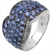 Bids.com 2.50 Carat Genuine Tanzanite & White Topaz .925 Sterling Silver Ring Rings White Smoke size 7.00,size 6.00,size 8.00,size 9.00