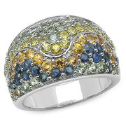 Bids.com 3.60 Carat Genuine Multi Sapphire .925 Sterling Silver Ring Rings White Smoke size 8.00,size 6.00,size 7.00,size 9.00