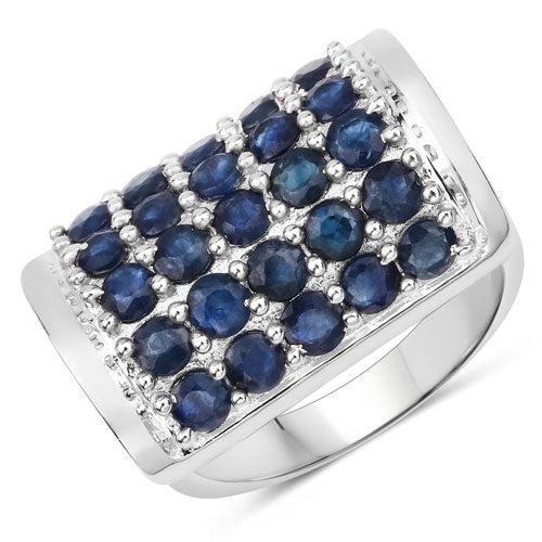 Bids.com 2.75 Carat Genuine Blue Sapphire .925 Sterling Silver Ring Rings White Smoke size 6.00,size 7.00,size 8.00,size 9.00,size 5.00