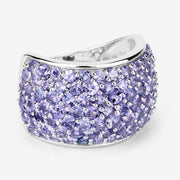 Bids.com 4.22 Carat Genuine Tanzanite .925 Sterling Silver Ring Rings White Smoke size 6.00,size 7.00,size 8.00,size 9.00,size 5.00