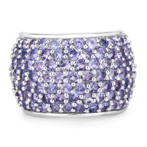 Bids.com 4.22 Carat Genuine Tanzanite .925 Sterling Silver Ring Rings White Smoke size 6.00,size 7.00,size 8.00,size 9.00,size 5.00