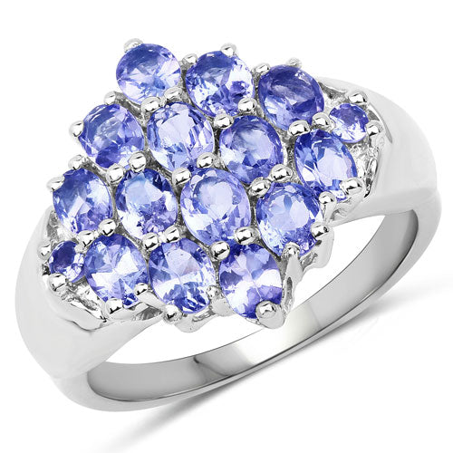 Bids.com 2.45 Carat Genuine Tanzanite .925 Sterling Silver Ring Rings White Smoke size 8.00,size 6.00,size 7.00,size 9.00,size 5.00,size 10.00