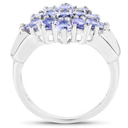 Bids.com 2.45 Carat Genuine Tanzanite .925 Sterling Silver Ring Rings White Smoke size 8.00,size 6.00,size 7.00,size 9.00,size 5.00,size 10.00