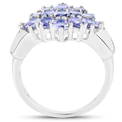 Bids.com 2.45 Carat Genuine Tanzanite .925 Sterling Silver Ring Rings White Smoke size 8.00,size 6.00,size 7.00,size 9.00,size 5.00,size 10.00