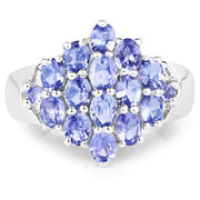 Bids.com 2.45 Carat Genuine Tanzanite .925 Sterling Silver Ring Rings White Smoke size 8.00,size 6.00,size 7.00,size 9.00,size 5.00,size 10.00