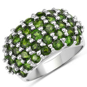 Bids.com 5.04 Carat Genuine Chrome Diopside .925 Sterling Silver Ring Rings White Smoke size 8.00,size 9.00,size 5.00,size 6.00,size 7.00