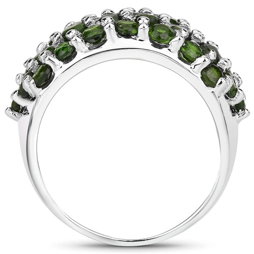 Bids.com 5.04 Carat Genuine Chrome Diopside .925 Sterling Silver Ring Rings White Smoke size 8.00,size 9.00,size 5.00,size 6.00,size 7.00