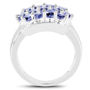 Bids.com 2.21 Carat Genuine Tanzanite .925 Sterling Silver Ring Rings White Smoke size 6.00,size 5.75,size 7.00,size 8.00,size 9.00