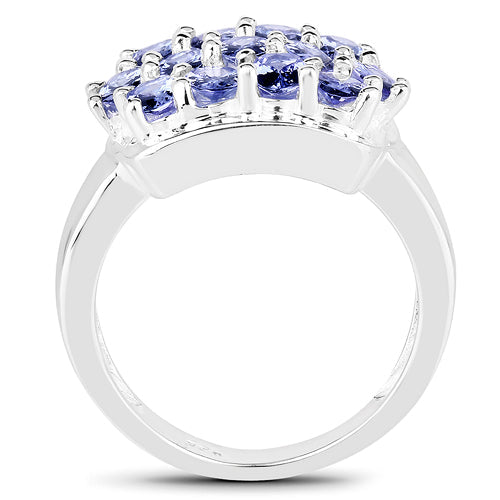 Bids.com 2.21 Carat Genuine Tanzanite .925 Sterling Silver Ring Rings White Smoke size 6.00,size 5.75,size 7.00,size 8.00,size 9.00