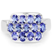 Bids.com 2.21 Carat Genuine Tanzanite .925 Sterling Silver Ring Rings White Smoke size 6.00,size 5.75,size 7.00,size 8.00,size 9.00