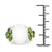Bids.com 4.52 Carat Genuine Opal and Chrome Diopside .925 Sterling Silver Ring Rings White Smoke size 7.00,size 8.00,size 6.00,size 9.00