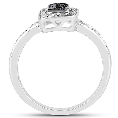 Bids.com 0.36 Carat Genuine Blue Diamond and White Diamond .925 Sterling Silver Ring Rings White Smoke size 6.00,size 7.00,size 8.00,size 9.00,size 5.00