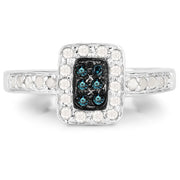 Bids.com 0.36 Carat Genuine Blue Diamond and White Diamond .925 Sterling Silver Ring Rings White Smoke size 6.00,size 7.00,size 8.00,size 9.00,size 5.00