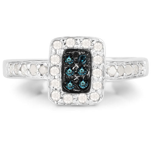 Bids.com 0.36 Carat Genuine Blue Diamond and White Diamond .925 Sterling Silver Ring Rings White Smoke size 6.00,size 7.00,size 8.00,size 9.00,size 5.00