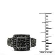 Bids.com 0.77 Carat Genuine Black Diamond .925 Sterling Silver Ring Rings White Smoke size 7.00,size 6.00,size 8.00,size 9.00