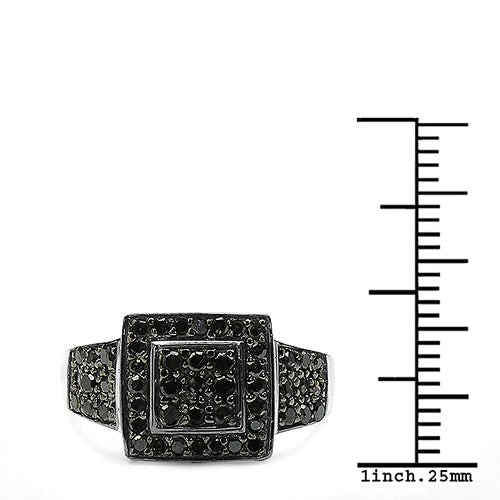 Bids.com 0.77 Carat Genuine Black Diamond .925 Sterling Silver Ring Rings White Smoke size 7.00,size 6.00,size 8.00,size 9.00