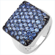Bids.com 2.21 Carat Genuine Tanzanite .925 Sterling Silver Ring Rings White Smoke size 7.00,size 6.00,size 8.00,size 9.00