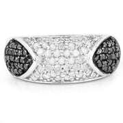 Bids.com 0.99 Carat Genuine Black Diamond and White Diamond .925 Sterling Silver Ring Rings Light Gray size 6.00,size 7.00,size 8.00,size 9.00