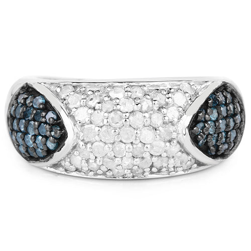 Bids.com 0.94 Carat Genuine Blue Diamond and White Diamond .925 Sterling Silver Ring Rings Light Gray size 7.00,size 8.00,size 6.00,size 9.00