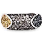Bids.com 0.95 Carat Genuine Blue Diamond, Champagne Diamond & Yellow Diamond .925 Sterling Silver Ring Rings White Smoke size 6.00,size 7.00,size 8.00,size 9.00,size 5.00,size 10.00