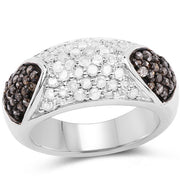 Bids.com 0.94 Carat Genuine Champagne Diamond and White Diamond .925 Sterling Silver Ring Rings White Smoke size 6.00,size 7.00,size 8.00,size 9.00