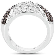 Bids.com 0.94 Carat Genuine Champagne Diamond and White Diamond .925 Sterling Silver Ring Rings White Smoke size 6.00,size 7.00,size 8.00,size 9.00