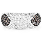 Bids.com 0.94 Carat Genuine Champagne Diamond and White Diamond .925 Sterling Silver Ring Rings Light Gray size 6.00,size 7.00,size 8.00,size 9.00