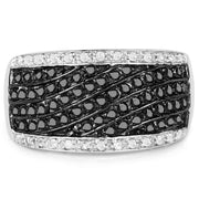 Bids.com 0.79 Carat Genuine Black Diamond .925 Sterling Silver Ring Rings Dark Slate Gray size 7.00,size 8.00,size 6.00,size 9.00
